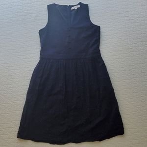 LOFT Navy blue embroidered sleeveless summer dress